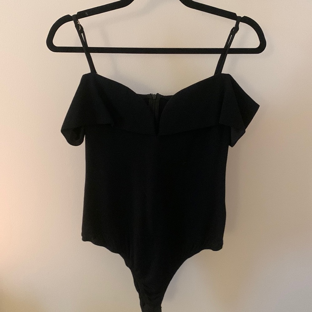 Black off the shoulder body suit- small